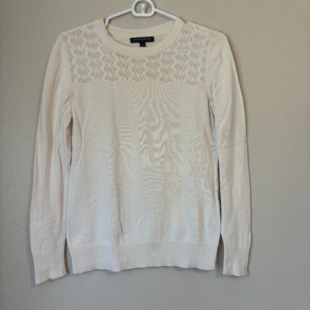 Banana Republic White Lightweight Sweater